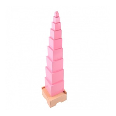 TOUR ROSE AVEC SON SOCLE EN BOIS