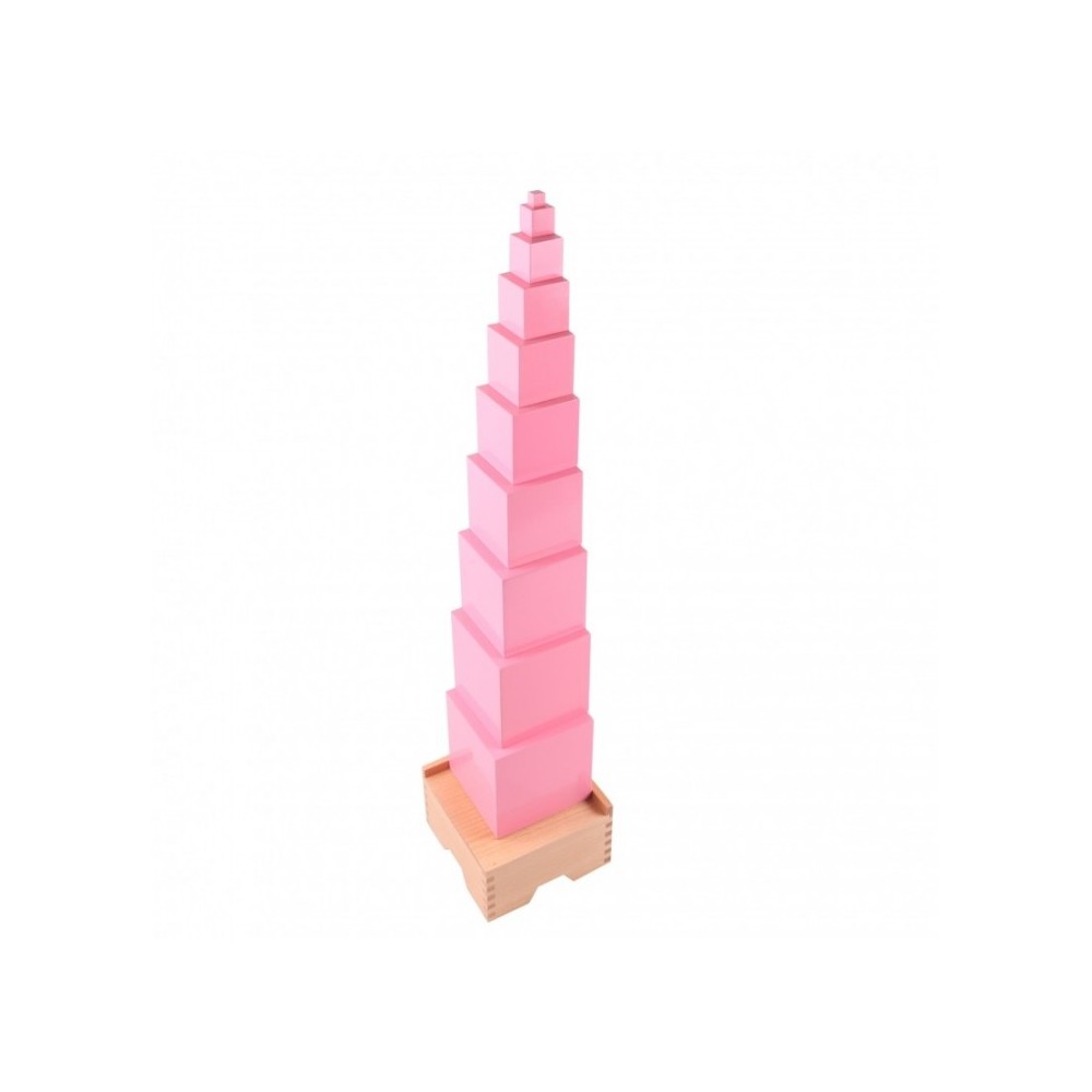 TOUR ROSE AVEC SON SOCLE EN BOIS