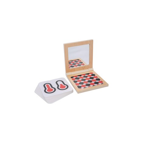 LIVRET EN BOIS AVEC MIROIR + CARTES D'IMAGES CONTRASTÉES