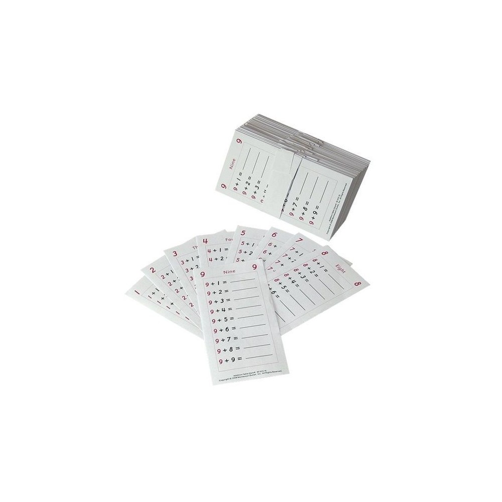 FEUILLES DES TABLES D'ADDITION