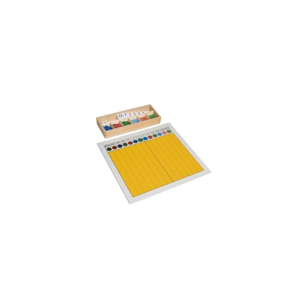 PLANCHE ET BOÎTE D'EXERCICES DES FRACTIONS DÉCIMALES