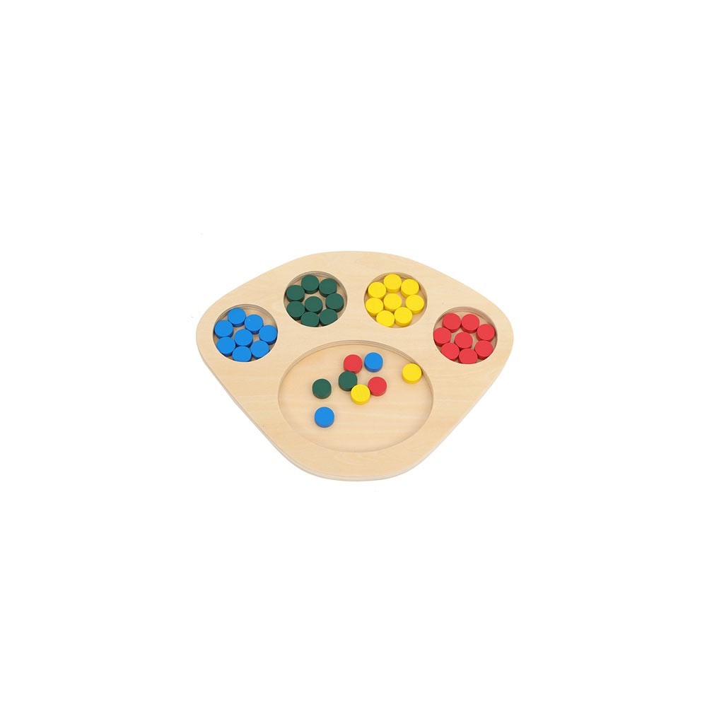 PLATEAU DE TRI AVEC JETONS COLORÉS