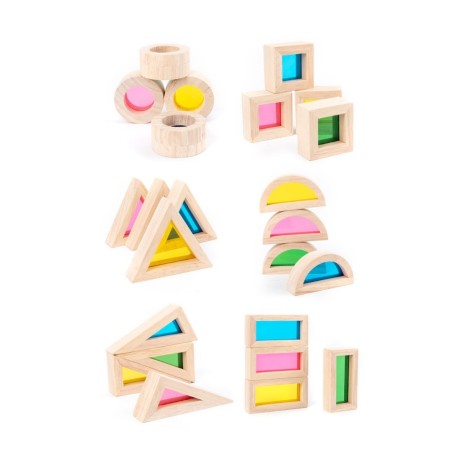 BLOCS DE CONSTRUCTION EN BOIS - PASTEL